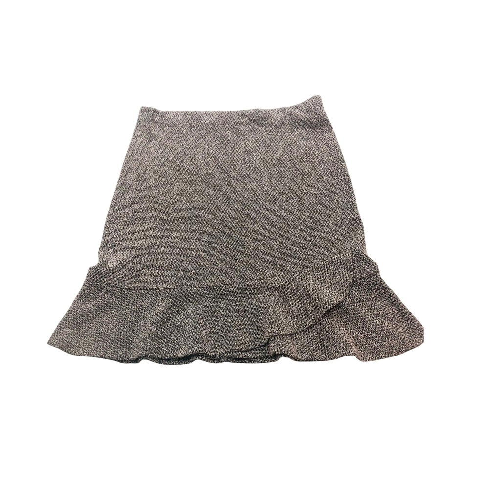 Express Womens Skirt Size M Brown Tweed Ruffle Hem Mini Casual Career